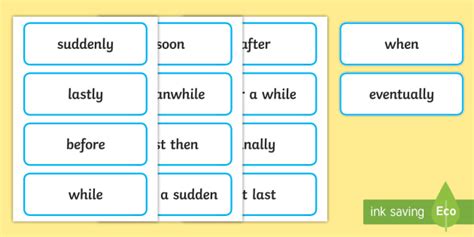 Time Connectives Word Mat KS1 Cards (Teacher-Made)