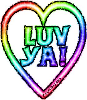 Luv Ya Rainbow Glitter Heart Glitter Graphic, Greeting, Comment, Meme ...