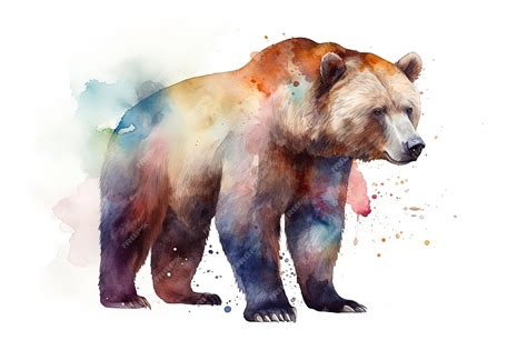 Premium AI Image | Watercolor brown bear illustration on white background