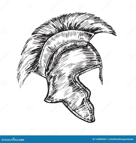 Helmet of the Roman Legionnaire, Hand Drawn Doodle, Sketch in Woodcut Style, Vector Illustration ...