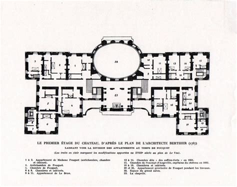 Chateau de Vaux-le-Vicomte, first floor plan. | Architectural floor ...