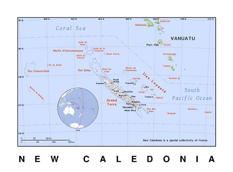 Detailed political map of New Caledonia with relief | New Caledonia | Oceania | Mapsland | Maps ...