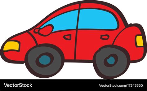 Red car color in hand drawing style Royalty Free Vector