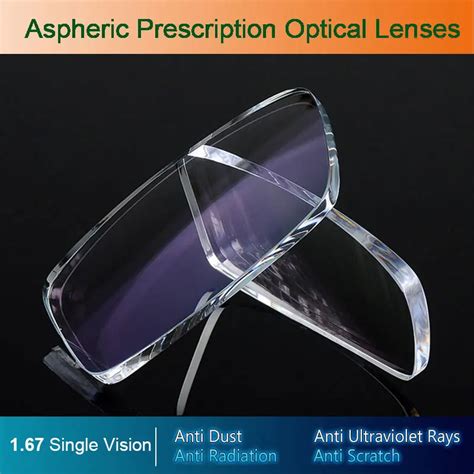 1.67 Single Vision Aspheric Optical Eyeglasses Prescription Lenses UV400 Anti radiation AR ...