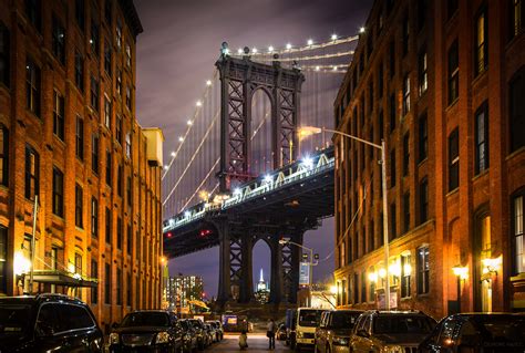 Download Building New York Night Bridge Man Made Manhattan Bridge HD ...