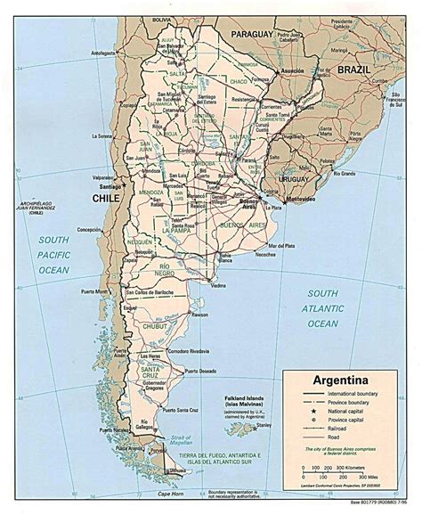 Large political and administrative map of Argentina with roads and ...