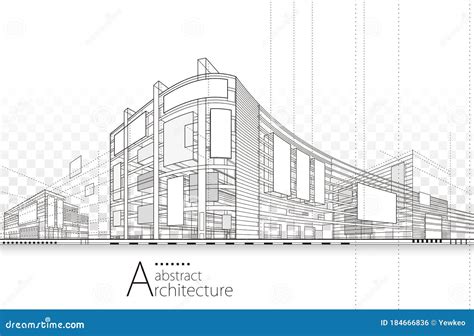 Abstract Architecture Building Line Drawing. Stock Vector ...