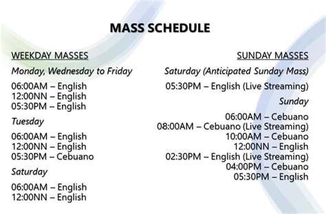 Mass Schedule of St. Jude Shrine Parish - DAVAO LIFE