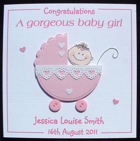 New baby card New baby girl card Personalised handmade New