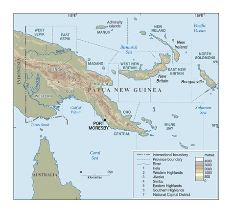 Large elevation map of Papua New Guinea with other marks | Papua New ...