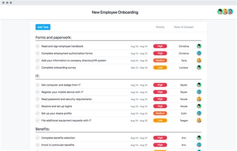 New employee onboarding template with checklist · Asana | Employee ...