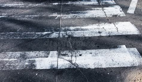 Old Zebra Crossing Lines on the Road Stock Photo - Image of pedestrian ...