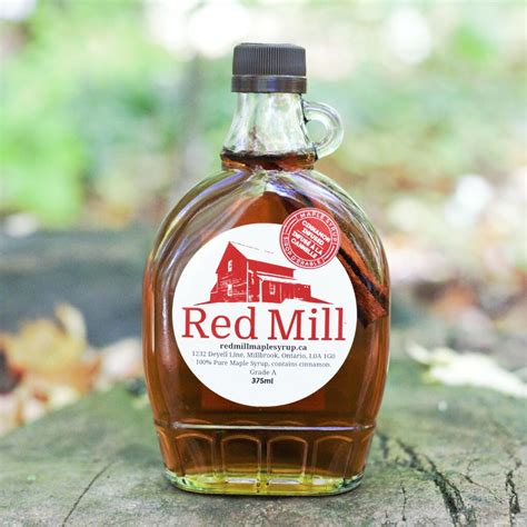 All Natural Ontario Cinnamon Infused Maple Syrup 375ml - Red Mill Maple ...