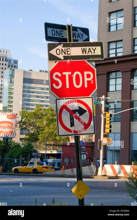 Confusing Roadsigns New York City NY USA Stop No Right Turn One Way ...