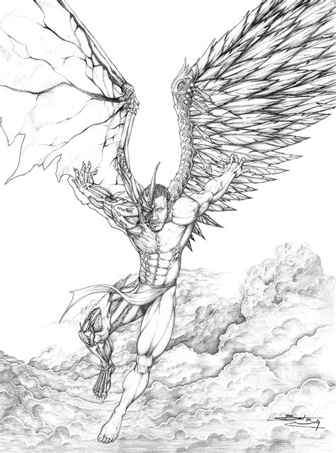 Dark Angel Drawings Sketch Template | Angel drawing, Tattoo drawings, Angels and demons