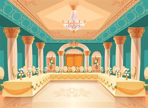 Free Vector | Vector hall for banquet, wedding. interior of ballroom with tables, chairs for ...