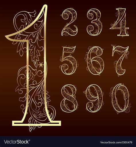 Set of vintage floral numbers vector image on VectorStock | Tattoo lettering fonts, Numbers ...