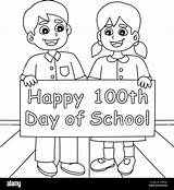 Happy 100th Day Of School Student Coloring Page Stock Vector Image  sketch template