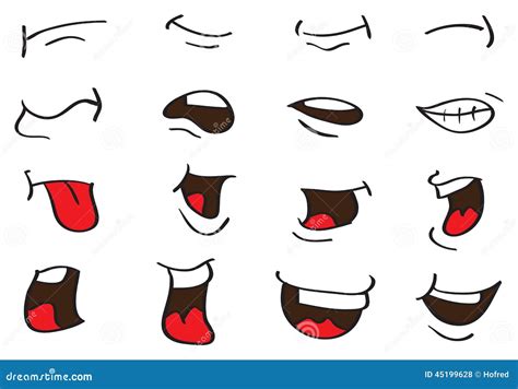 Cartoon Mouth Expressions Vector Designs Isolated On White Stock Vector - Image: 45199628