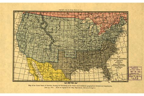 Union & Confederate Boundaries; Civil War Antique Map, 1861 | eBay