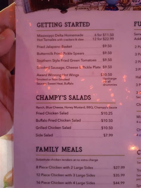 Menu at Champy’s pub & bar, Chattanooga, Ringgold Rd