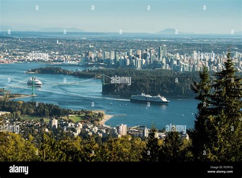 Burrard Inlet and Lions Gate Bridge, Vancouver, BC, Canada Stock Photo - Alamy