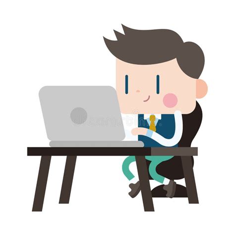 Character Illustration Design. Businessman Using Computer Cartoon,eps Stock Illustration ...
