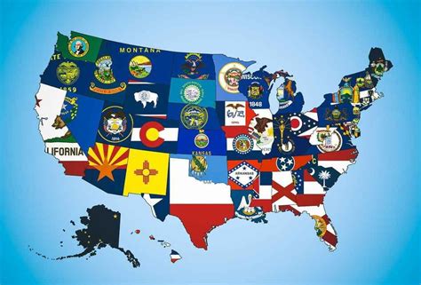 A map of the state flags of the United States of America | Us states flags, State flags, Flag