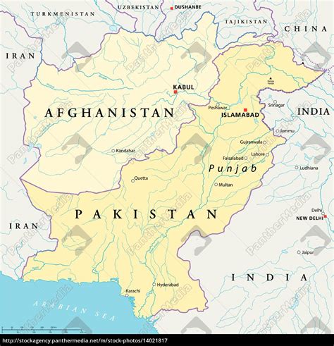 Afghanistan and Pakistan Political Map - Royalty free image - #14021817 | PantherMedia Stock Agency