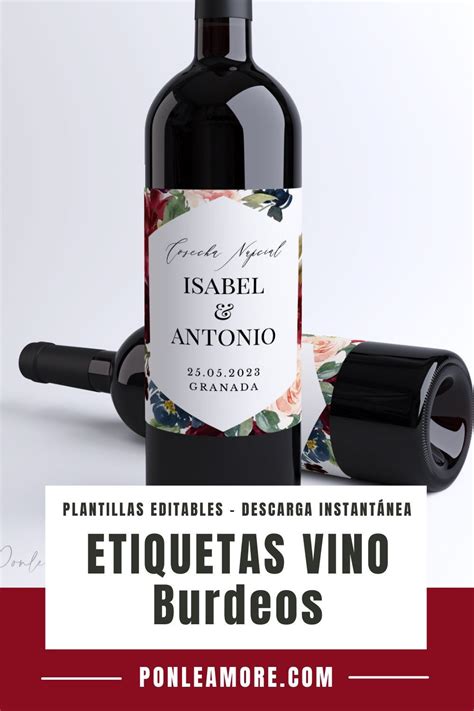 Etiquetas Vino Burdeos | Etiquetas para botellas, Vino, Etiquetas para boda