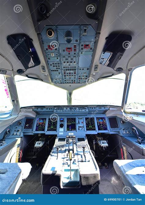 Cockpit of Sukhoi Superjet 100 at Singapore Airshow Editorial Photo ...