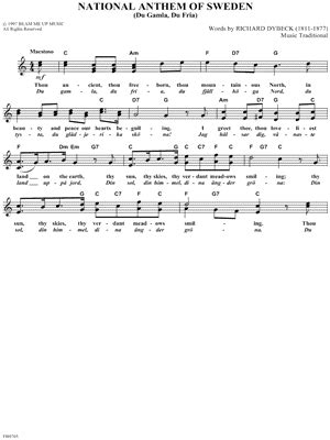 Traditional - National Anthem of Sweden - Du Gamla, Du Fria - (Digital Download) Sheet Music to ...