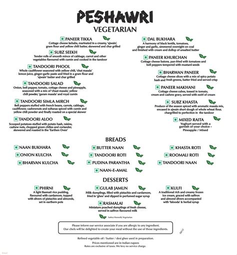 Menu of Peshawri - ITC Grand Chola Hotel, Guindy, Chennai | Dineout