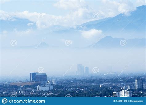 Wonderful Aerial Cityscape On Misty Bandung City Editorial Image ...