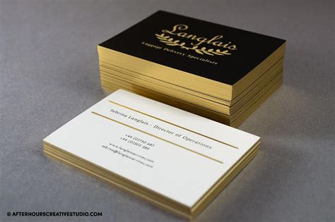 Edge gilded foil stamped business cards - metallic gilt edge finish