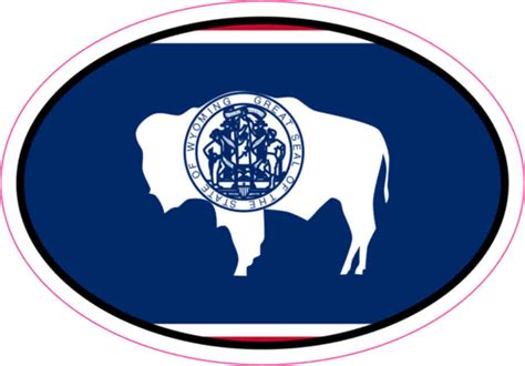 3in x 2in Oval Wyoming Flag Sticker Vinyl Tumbler Decal Vehicle Stickers