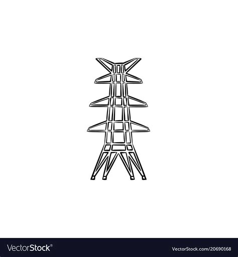 Electric tower hand drawn sketch icon Royalty Free Vector