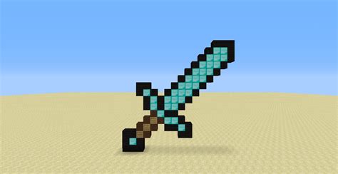 Minecraft Diamond Sword Pixel Art Template - pic-hose