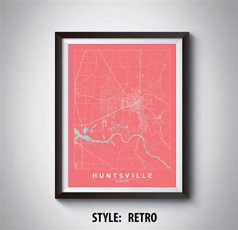 Map of Huntsville AL Huntsville Map Huntsville Poster - Etsy