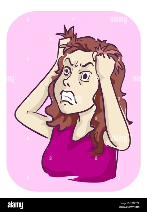 Illustration of a Girl Pulling Her Hair Out, Angry and Agitated Stock Photo - Alamy