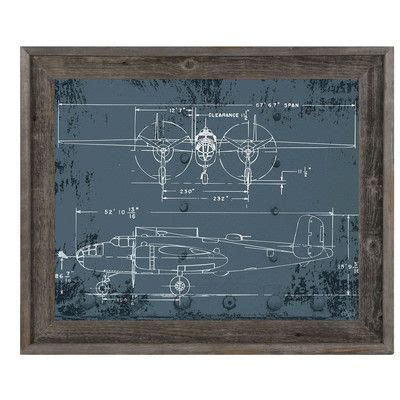 Click Wall Art 'Airplane Blueprint' Framed Graphic Art Size: 23.5" H x ...