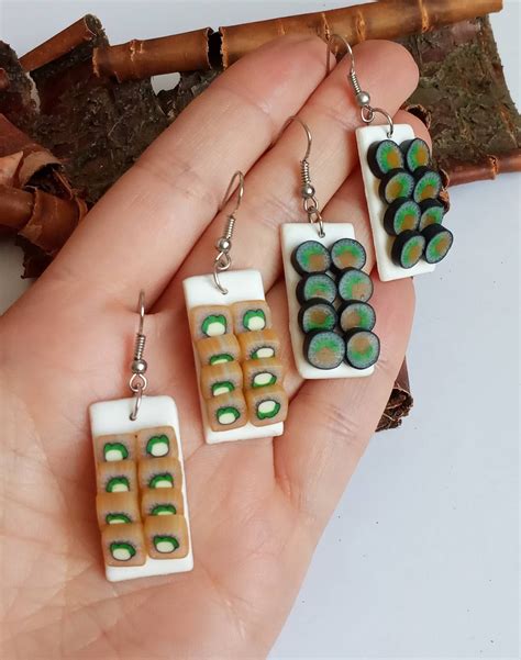 Sushi polymer clay earrings Miniature food earrings Quirky | Etsy