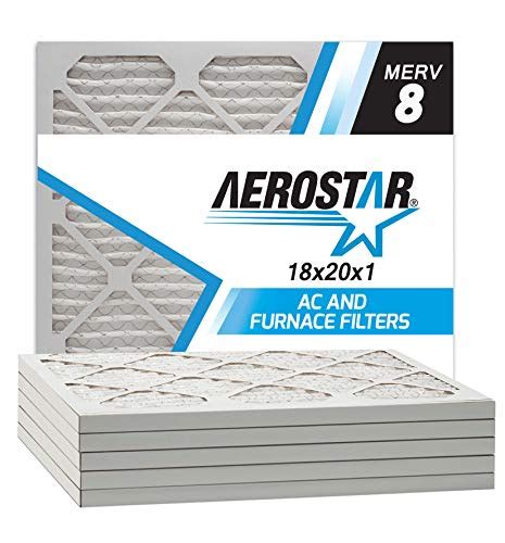 Home & Garden Aerostar 20x20x1 MERV 8 Pleated Air Filter Made in the USA Pack of 6 Air Filter ...