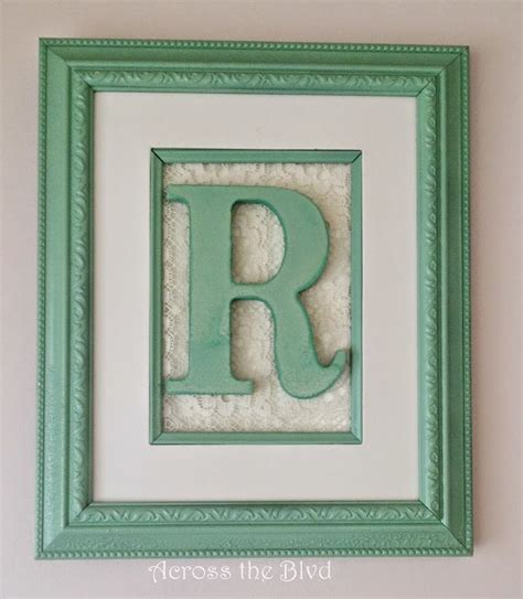 Single Letter Monogram Wall Art With Lace | Across the Blvd | Monogram ...