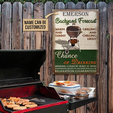 Personalized BBQ Backyard Forecast Customized Classic Metal Signs ...