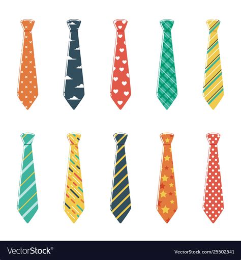 Set neckties with different colors and patterns Vector Image