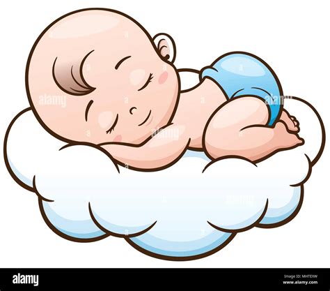 Vector Illustration of Cartoon Baby sleeping on a cloud Stock Vector Image & Art - Alamy