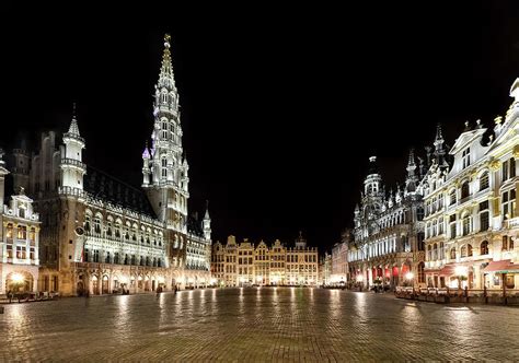 Grand Place Illuminated At Night by Sir Francis Canker Photography