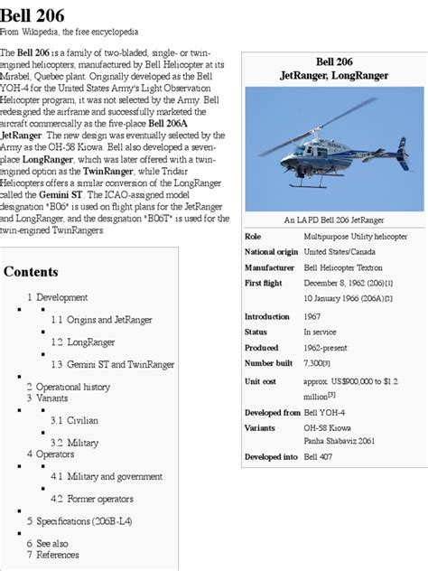 Bell 206 - Wikipedia, The Free Encyclopedia | PDF | Helicopter | Rotorcraft