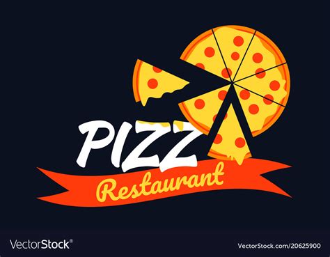 Logo pizza design with pizza slice on black Vector Image